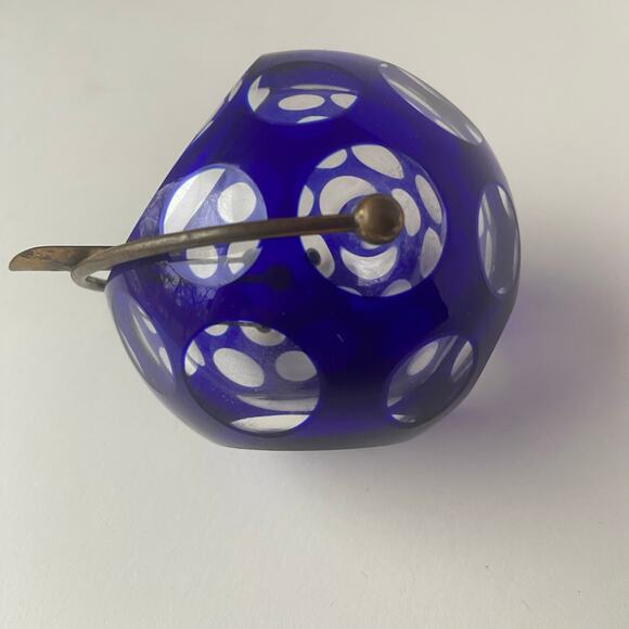 Marita Voigt For Harzkristall Ashtray Blue Art Glass & Brass Space Age MCM 1970 - Picture 4 of 7